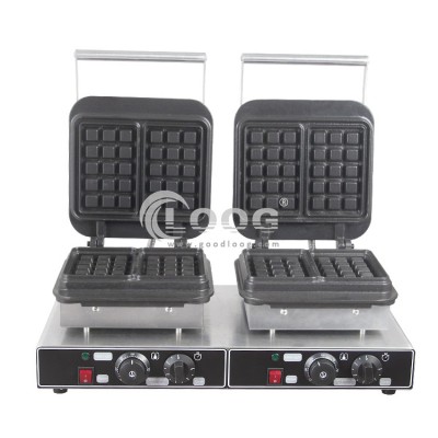 Snack Machine Square Stainless Steel Waffle Maker Commercial Double Aluminum Base Stovetop Belgian Waffle Iron