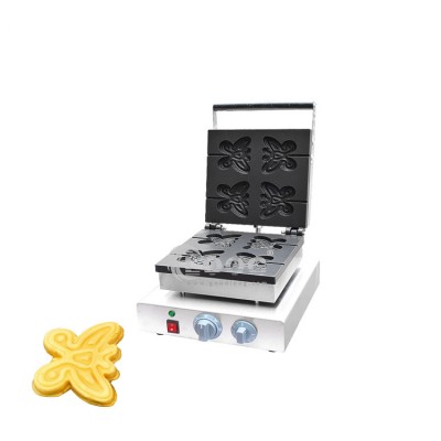 Commercial Bakery Equipment Waffle Baker Shapes Automatic Special Animal Style Butterfly Shape Mini Waffle Making Machine CE